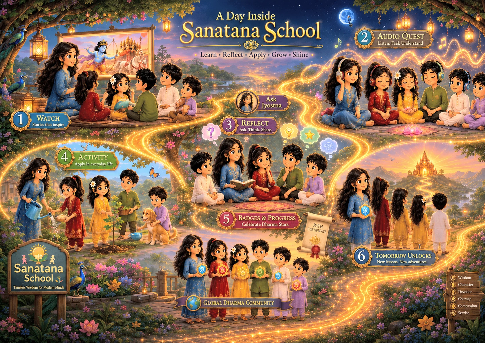 A Day Inside Sanatana School infographic